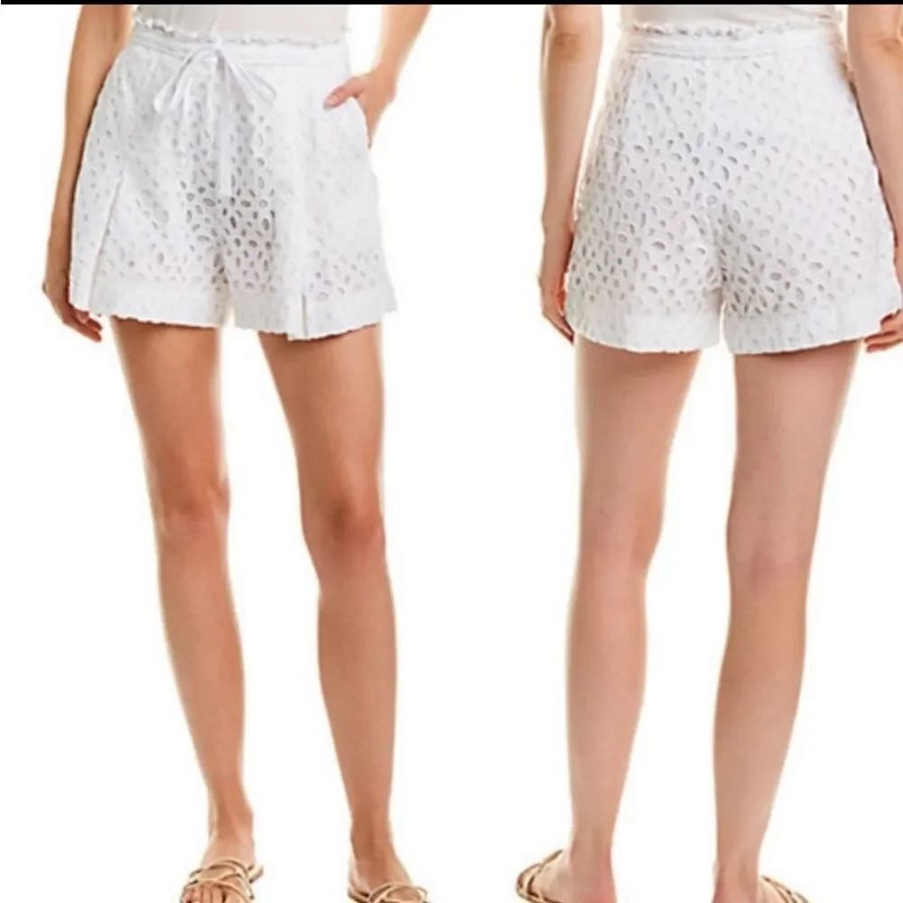🔺️J. Crew White Eyelet Pleated Belted Shorts Size 6